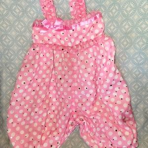 Pink polka-dot coverall, 12m Bonnie Baby
